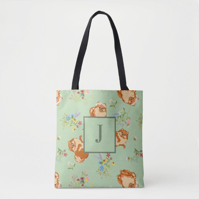 Blumenmuster für Monogram-Spitz Grün (Vorderseite)