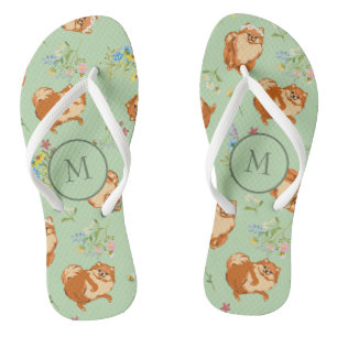 Blumenmuster für Monogram-Spitz Grün Flip Flops