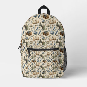 Blumenmuster für Vintage-Buchliebhaber Blaue Bot Bedruckter Rucksack