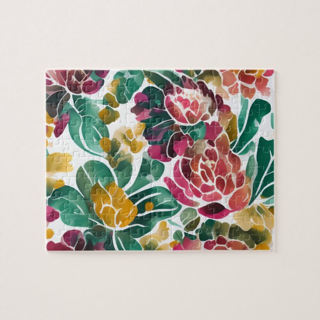 Blumenmuster für Wasserfarben Vintage Blume Puzzle (Horizontal)