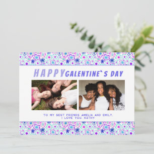 Blumenmuster Galentine`s Day Freunde 2 Foto Feiertagskarte