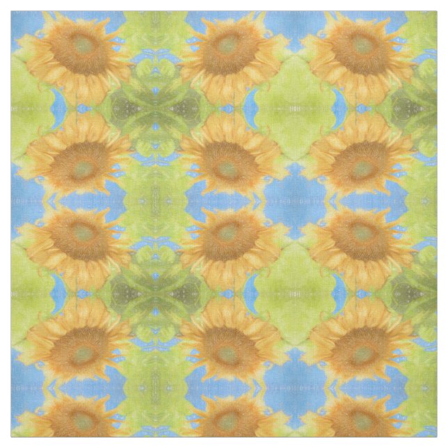Blumenmuster Gelb Blaues Land Blumenmuster Stoff (Muster)