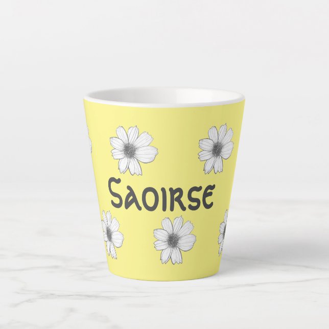 Blumenmuster Gelber individuelle Name Milchtasse (Vorderseite)