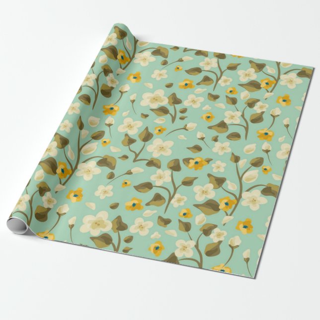 Blumenmuster Geschenkpapier (Ungerollt)