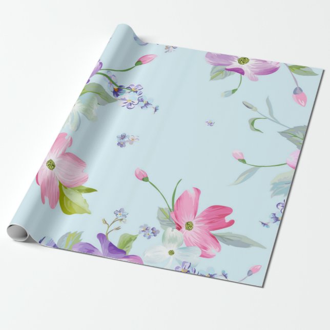 Blumenmuster Geschenkpapier (Ungerollt)