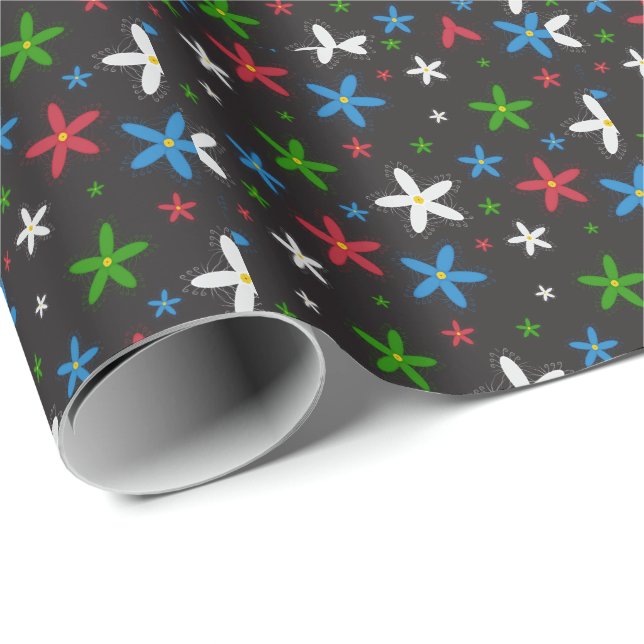 Blumenmuster Geschenkpapier (Rolleneckpunkt)