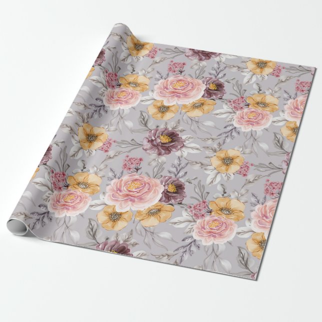 Blumenmuster Geschenkpapier (Ungerollt)