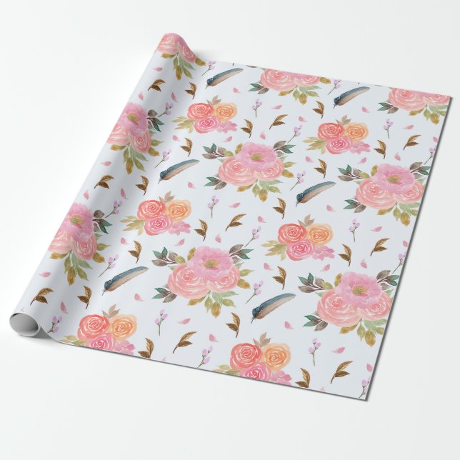 Blumenmuster Geschenkpapier (Ungerollt)