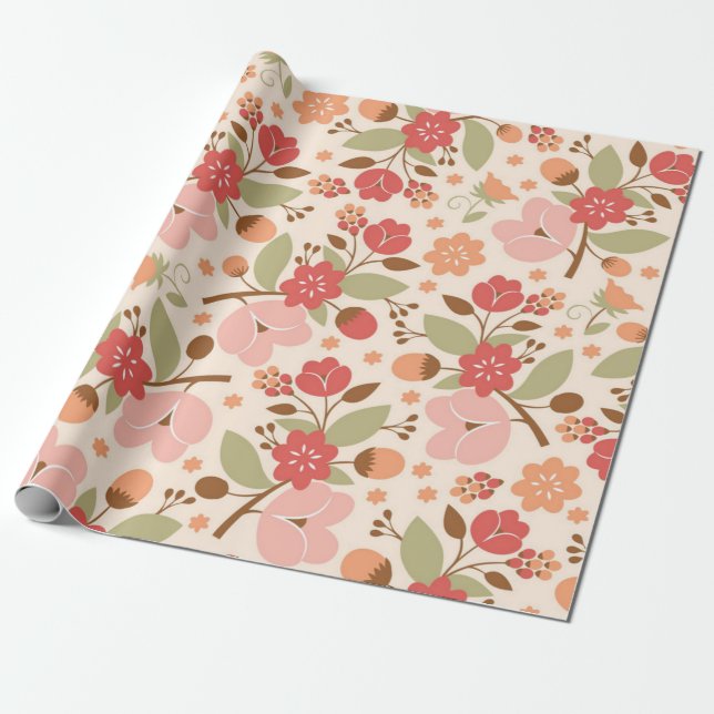 Blumenmuster Geschenkpapier (Ungerollt)