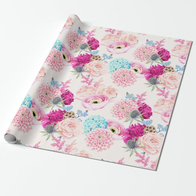 Blumenmuster Geschenkpapier (Ungerollt)