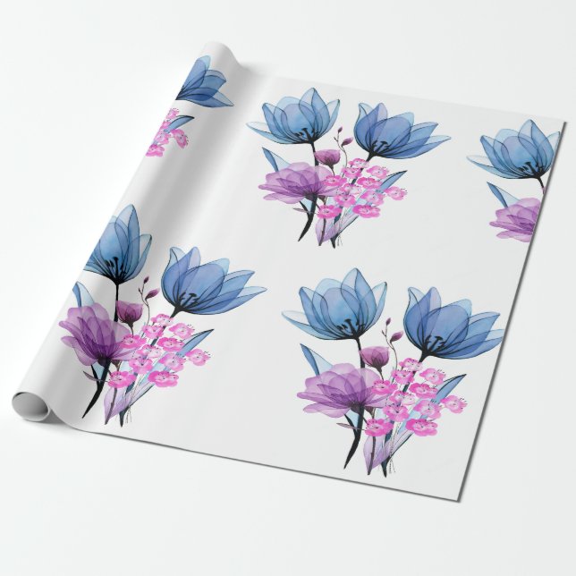Blumenmuster Geschenkpapier (Ungerollt)