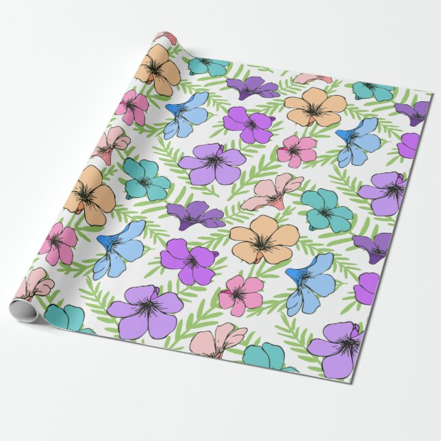 Blumenmuster Geschenkpapier (Ungerollt)