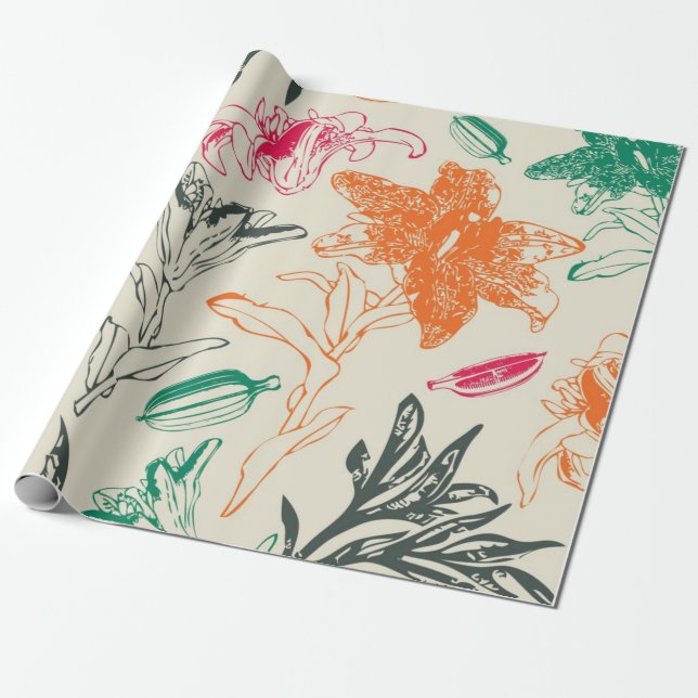 Blumenmuster Geschenkpapier (Ungerollt)