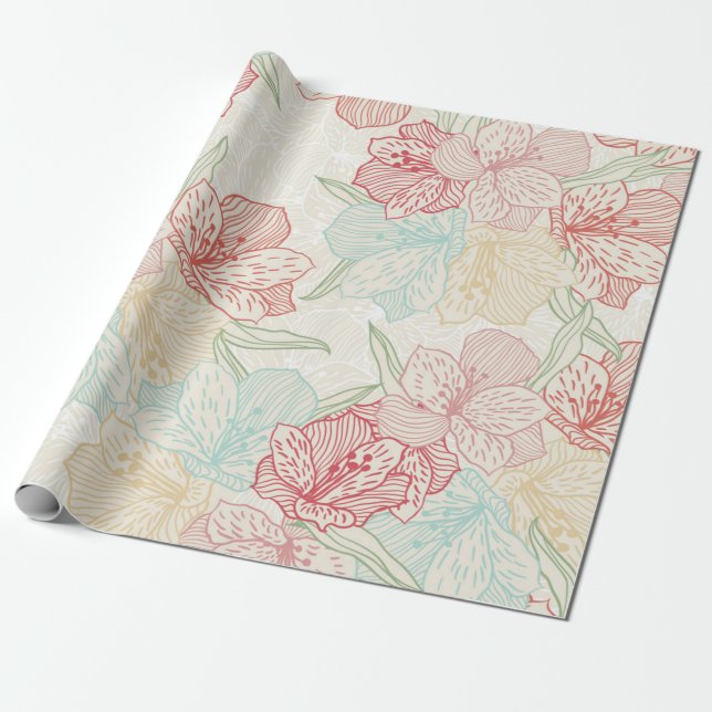 Blumenmuster Geschenkpapier (Ungerollt)