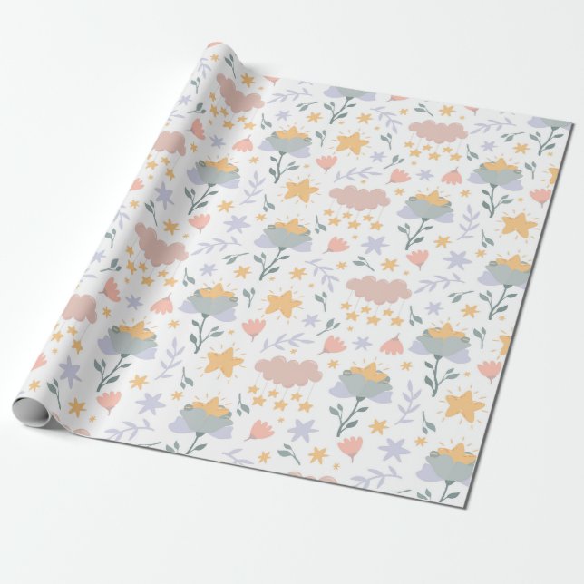 Blumenmuster Geschenkpapier (Ungerollt)