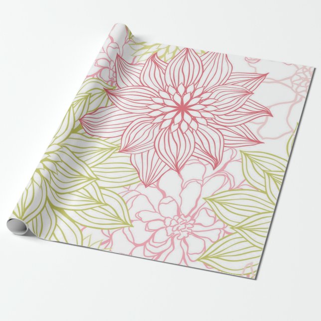 Blumenmuster Geschenkpapier (Ungerollt)