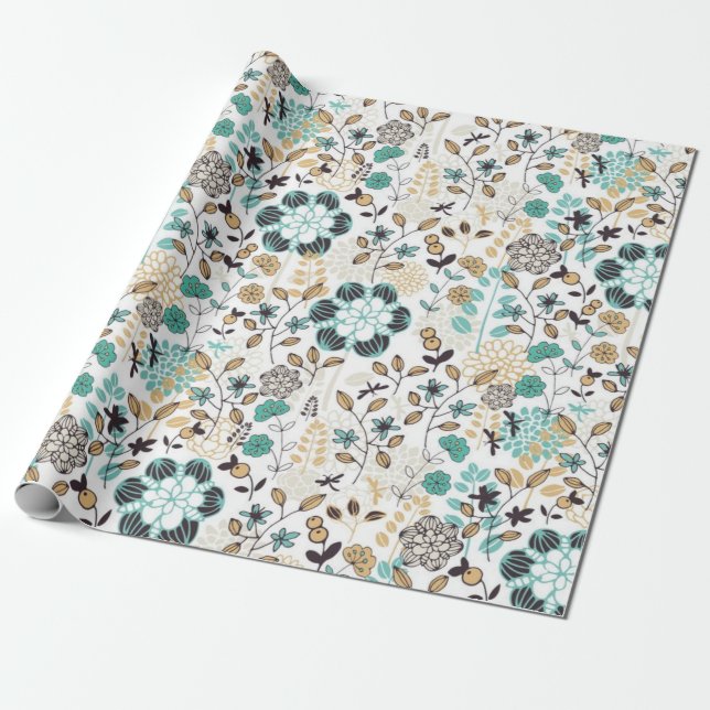 Blumenmuster Geschenkpapier (Ungerollt)