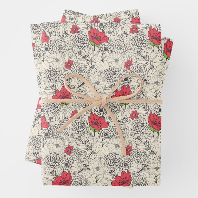 Blumenmuster Geschenkpapier Set (Beispiel)