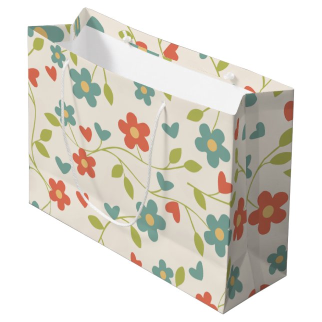 Blumenmuster-Geschenktasche Große Geschenktüte (Vorderseite Schrägansicht)