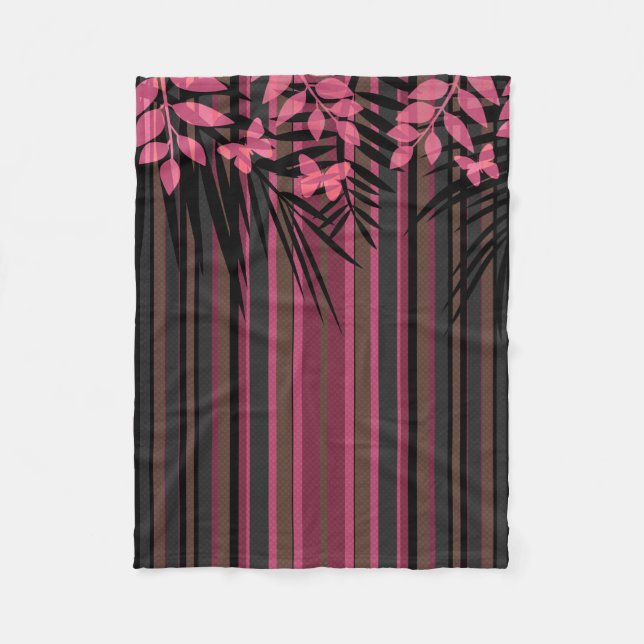 Blumenmuster, gestreift, Retro Fleecedecke (Vorderseite)