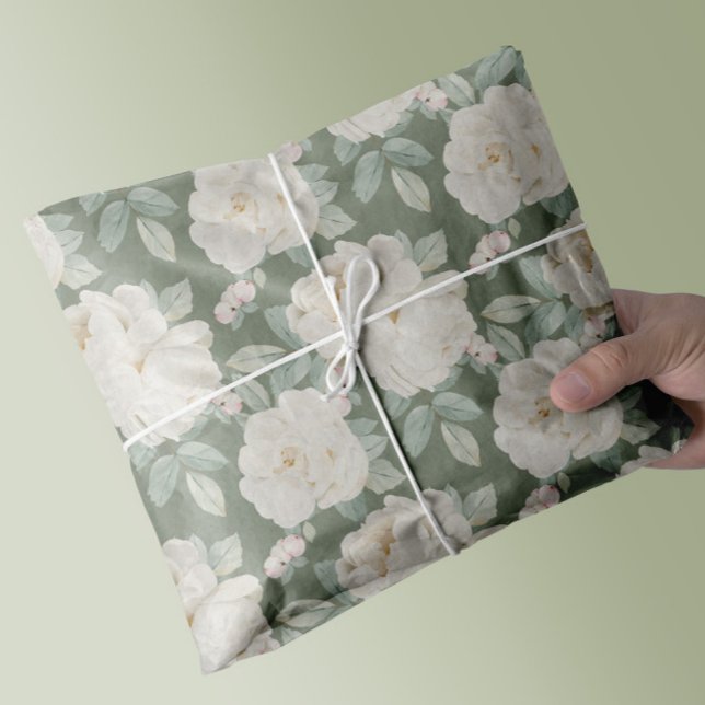 Blumenmuster-Gewebe für Wasserfarben Seidenpapier (elegant vintage watercolor floral blossoms gift wrapping tissue)