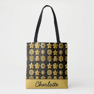 Blumenmuster Golddoodle-Rose personalisierter Name