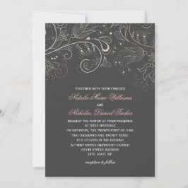 Blumenmuster Grau Tulip - Einladung zur Hochzeit
