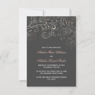 Blumenmuster Grau w/Tulip- 3x5 Hochzeitsankündigun Einladung