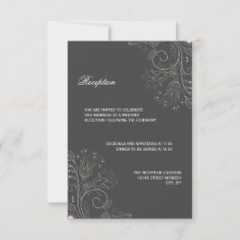Blumenmuster Grau/Weiß - Empfang Einladung