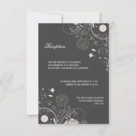 Blumenmuster Grau/Weiß - Empfang Einladung