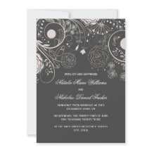 Blumenmuster Grau/Weiß - Hochzeitsankündigung
