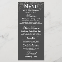 Blumenmuster Grau/Weiß Tulip - Empfang Menu Menükarte
