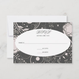 Blumenmuster Grau/Weiß - UAWG RSVP Karte