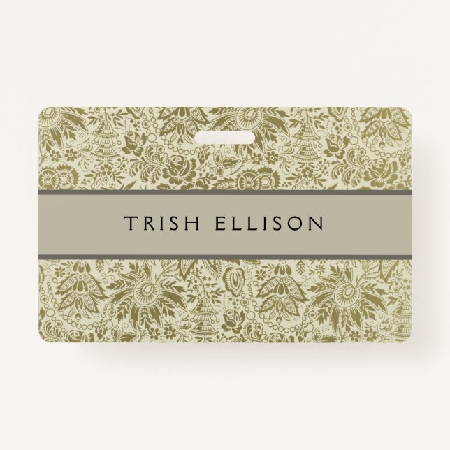 Blumenmuster Green Sage Antike Damaskus Ausweis (Vorderseite)