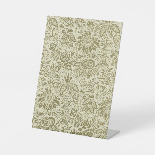 Blumenmuster Green Sage Antike Damaskus Sockelschild (Vorderseite)