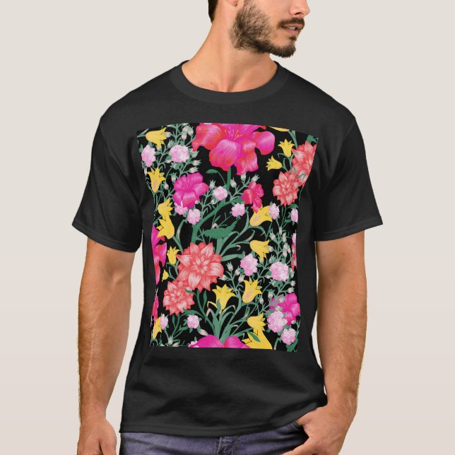 Blumenmuster Große Blume Muster T-Shirt (Vorderseite)