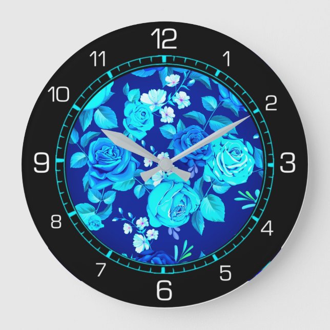 Blumenmuster Große Wanduhr (Vorderseite)