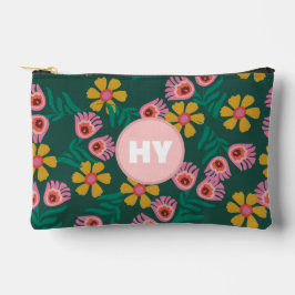 Blumenmuster grün niedliche Monogramm-Kosmetika Zubehörtasche