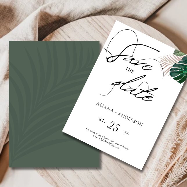 Blumenmuster Grün und Weiß Save the Date (Von Creator hochgeladen)