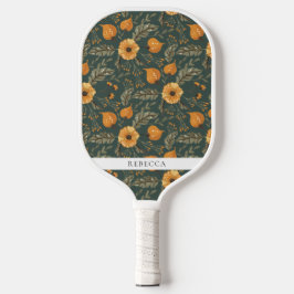 Blumenmuster Grüner Goldener Individuelle Name Pickleball Schläger