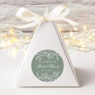 Blumenmuster Grünes Brautparty Runder Aufkleber