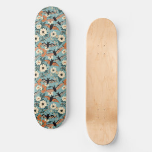 Blumenmuster Halloween Bats & Blume Skateboard