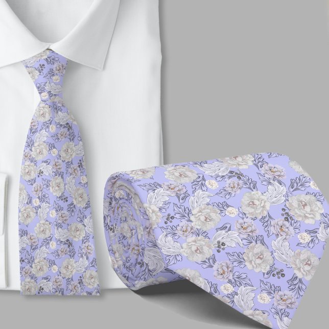 Blumenmuster Hellblaue Blumen Krawatte (Von Creator hochgeladen)
