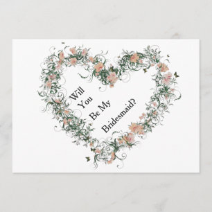 Blumenmuster-Herz sind Sie meine Brautjungfer Einladung