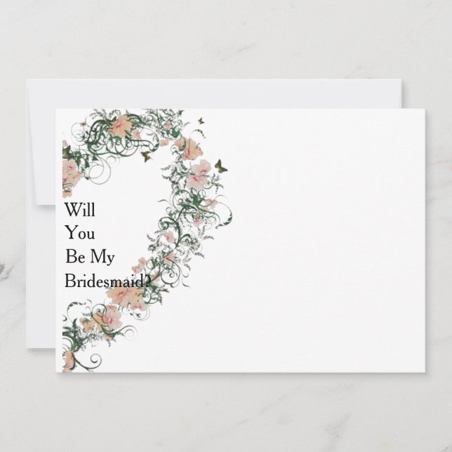 Blumenmuster Herz werden Sie meine Bridesmaid Inv. Einladung (Vorderseite)