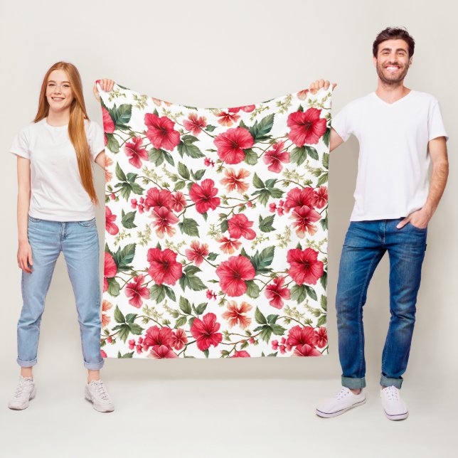 Blumenmuster-Hibiskus-Blume Fleecedecke (Beispiel)