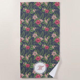 Blumenmuster Hibiskus Monogram Badetuch