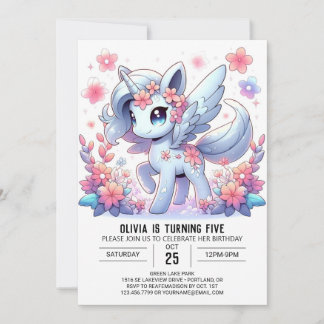 Blumenmuster Hübsch Unicorn Digitaler Geburtstag Einladung