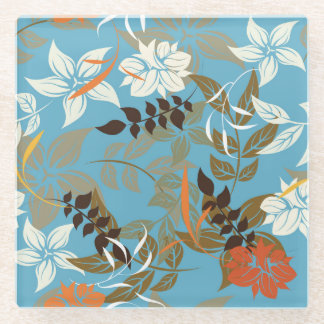 Blumenmuster-Illustration: Nahtlose Vintage Rückse Glasuntersetzer