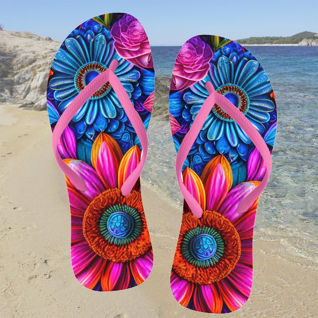Blumenmuster im bohischen Stil Flip Flops (Von Creator hochgeladen)